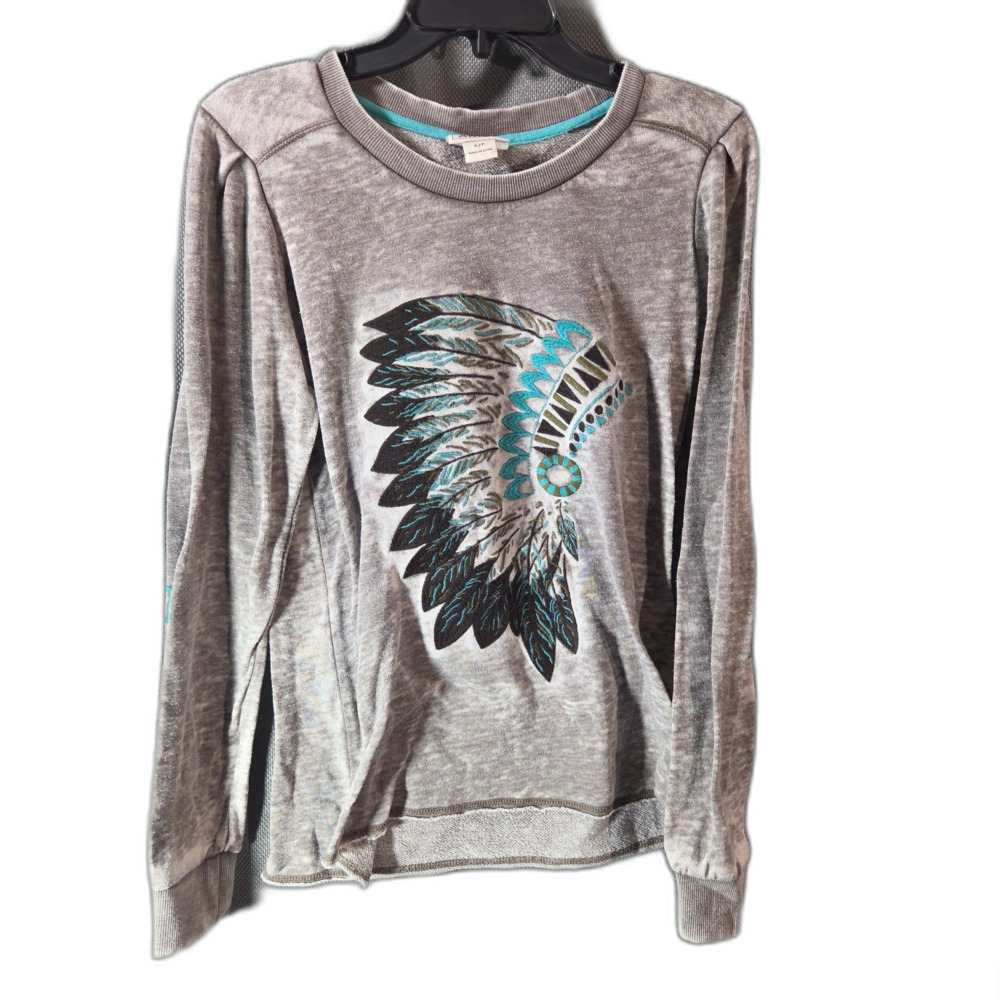 Ariat Womens S Long Sleeve Blouse T Shirt Embroidered Native American Headdress
